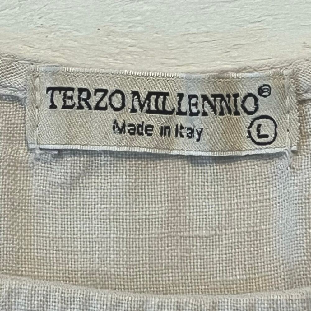 Terzo Millennio Linen Hi-Low Top Womens Size L Faux Button Back Beach Travel - Picture 11 of 13